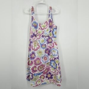 Retrolicious Purple, Pink and Blue Abstract Floral Midi Dress XL NWT (6595)